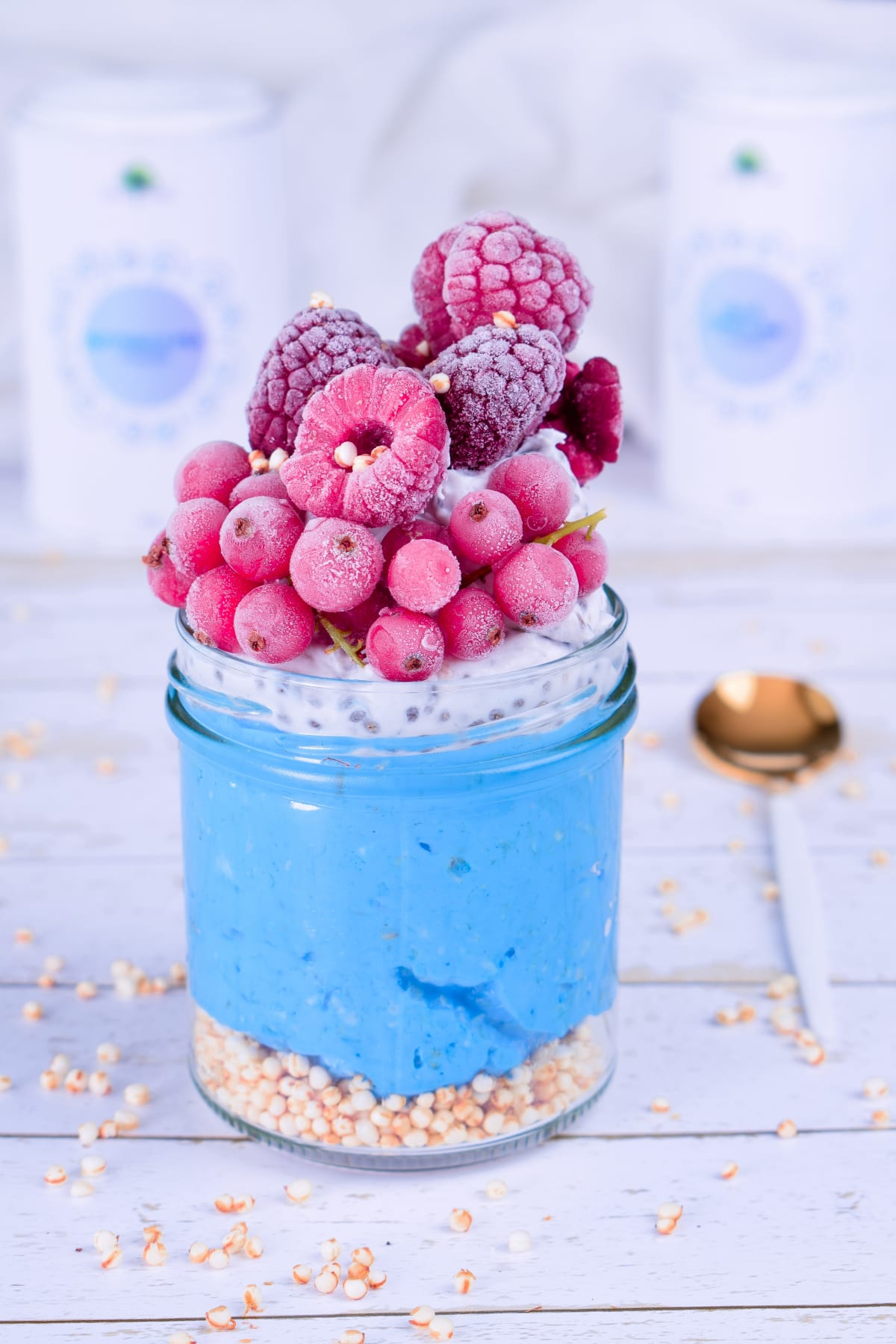 Coconut Chia Pudding and Blue Spirulina Overnight Oats