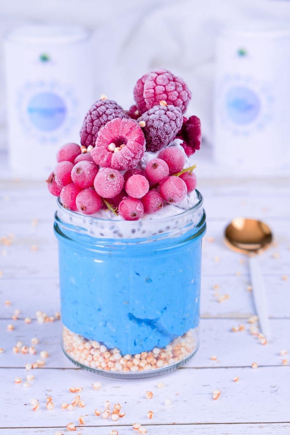 Coconut Chia Pudding and Blue Spirulina Overnight Oats