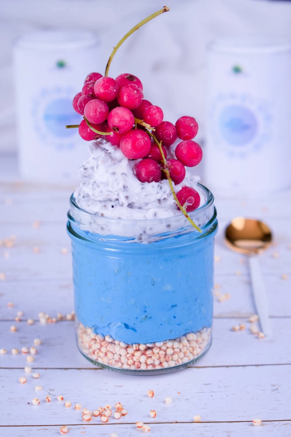 Coconut Chia Pudding and Blue Spirulina Overnight Oats