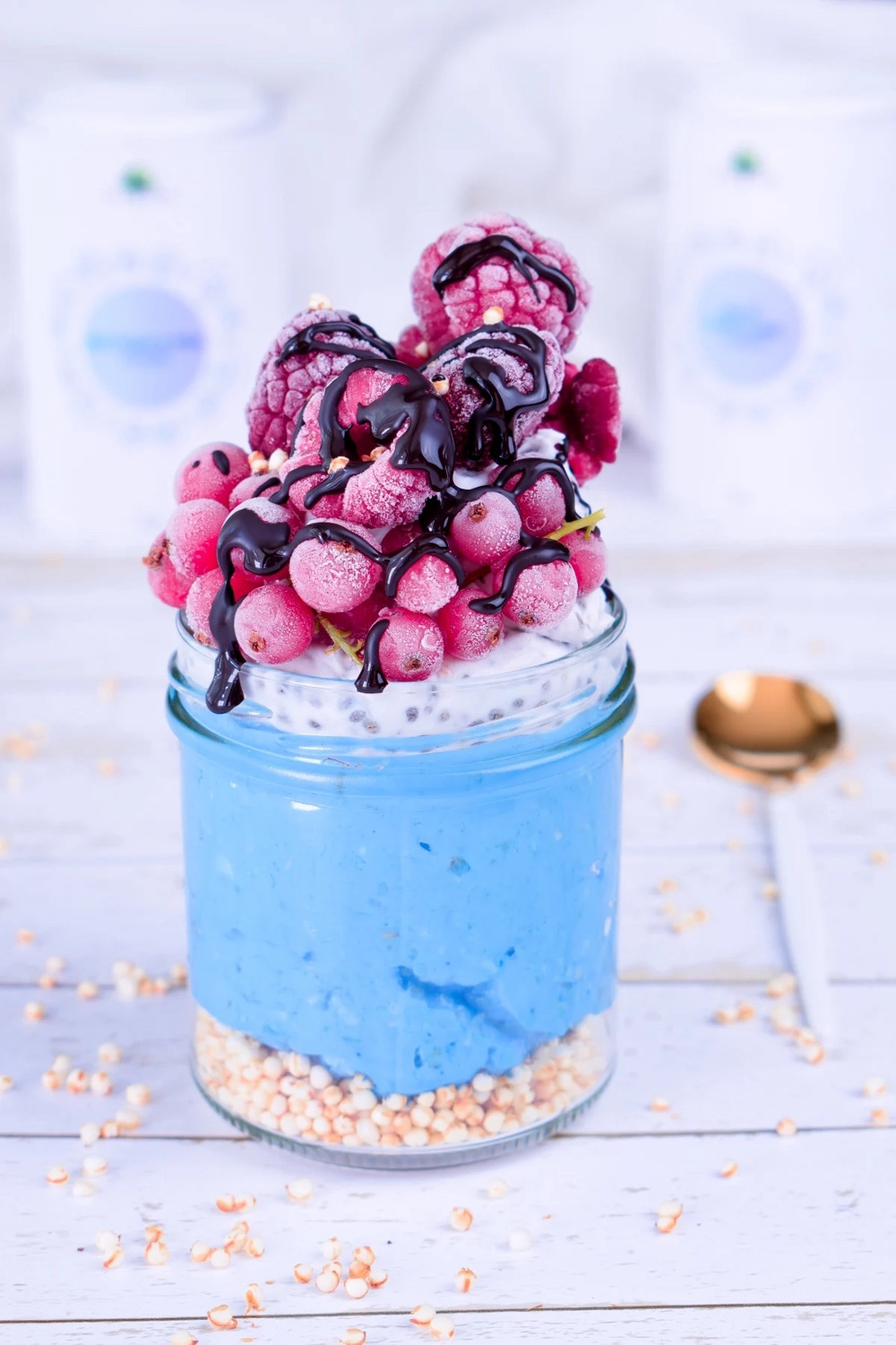 Coconut Chia Pudding and Blue Spirulina Overnight Oats